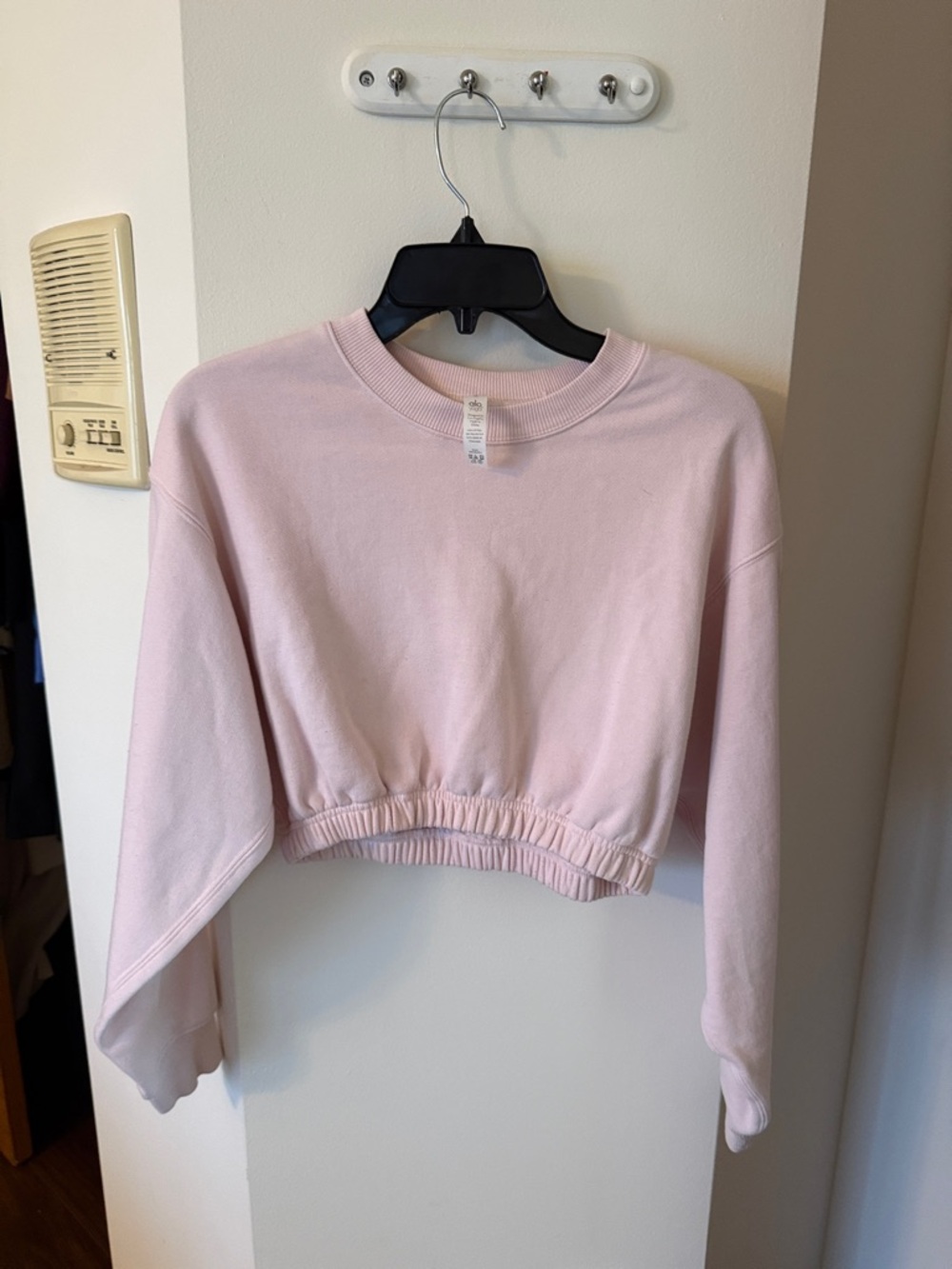 ALO Yoga Light Pink Cropped Crew Sweatshirt